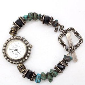 Geneva Bracelet Watch Womens Casual Silver Tone Steel Classic Rhinestones Rare